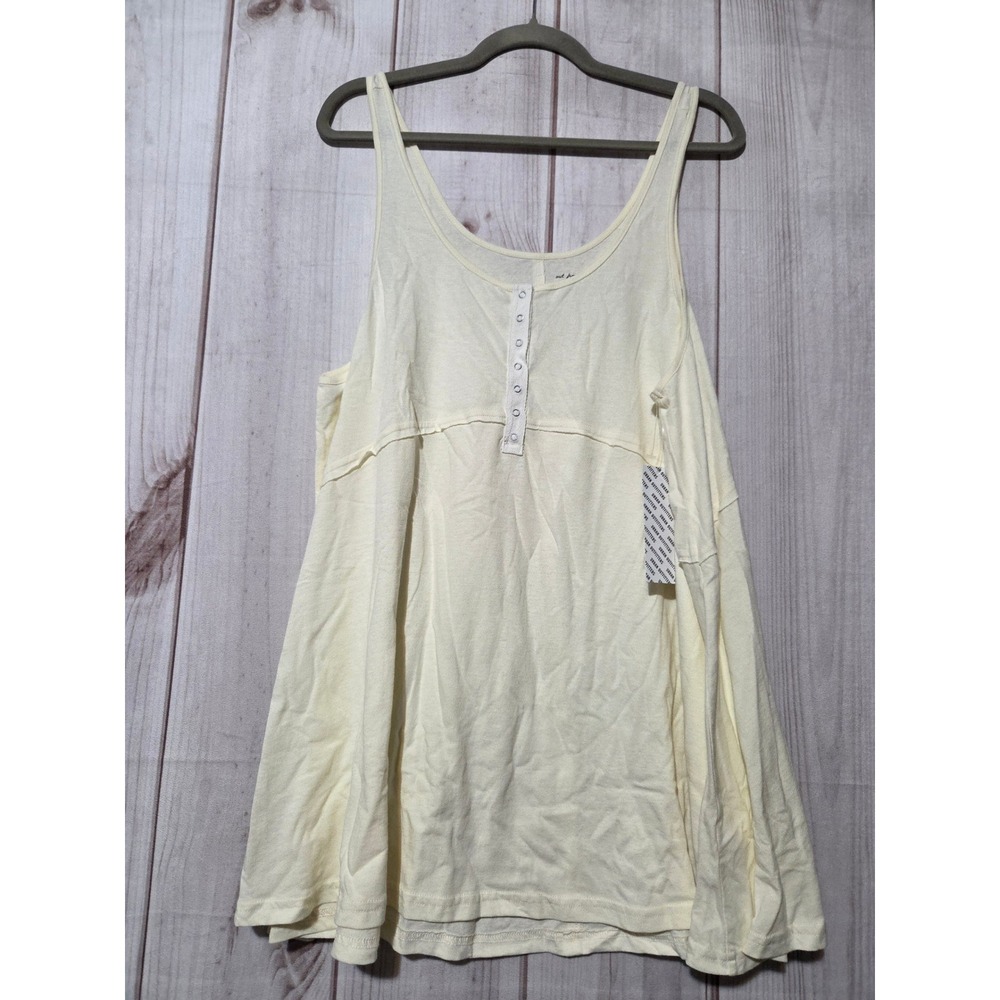 Urban Outfitters Out From Under Henley Tank Top Cream Yellow Cotton Small NEW